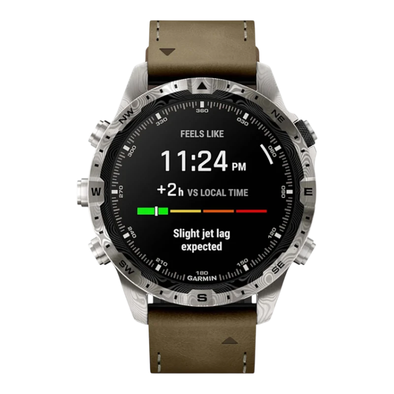 Спортивные часы Garmin MARQ Adventurer (Gen 2) Damascus Steel Edition, гибридный ремешок, чёрный силиконовый ремешок