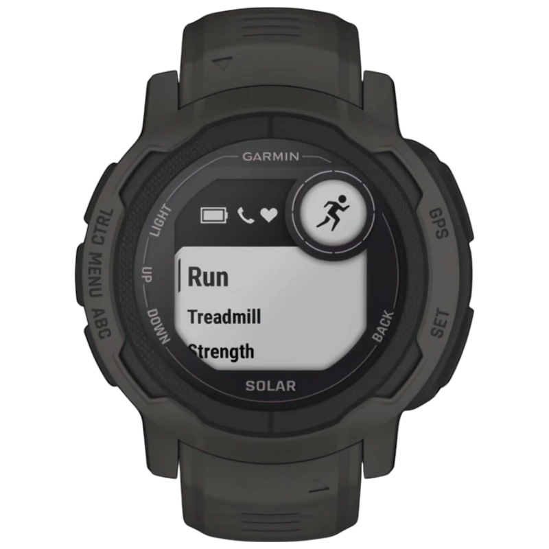 Спортивные часы Garmin Instinct 2 Solar, 45 мм, силиконовый ремешок графитового цвета