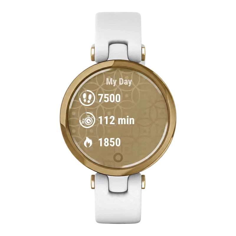 Garmin Lily светло-золотистый безель, белый корпус, кожаный ремешок
