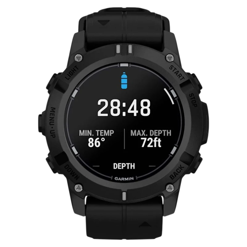 Спортивные часы Garmin Descent G2, чёрный силиконовый ремешок