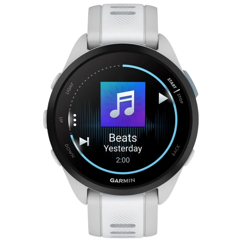 Спортивные часы Garmin Forerunner 165 Music, силиконовый ремешок цвета «туманный серый»/«Уайтстоун»