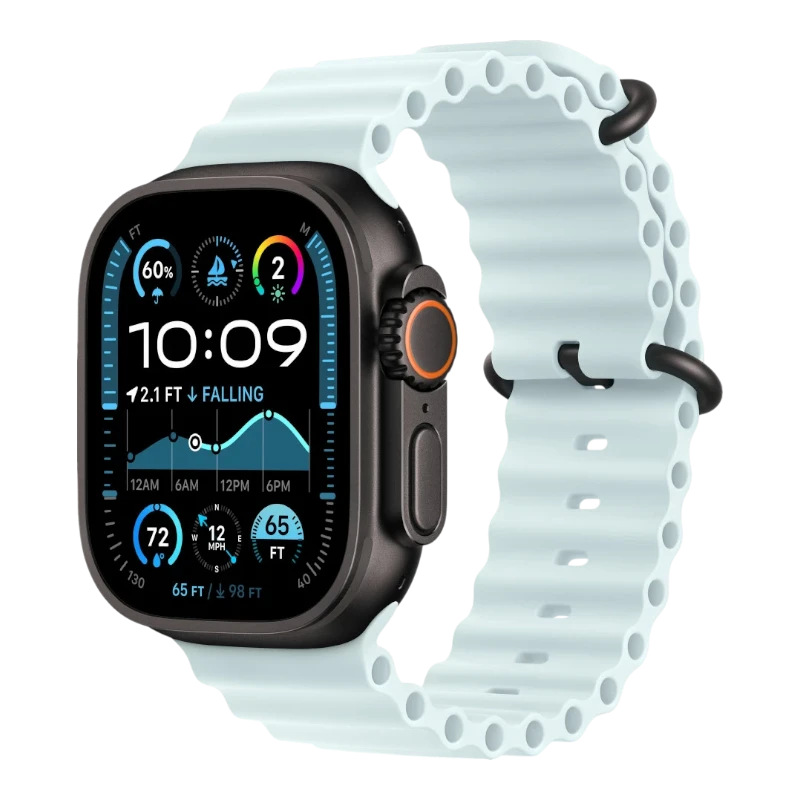 Apple Watch Ultra 2, 49 мм, титан светлого цвета, ремешок Ocean голубого цвета
