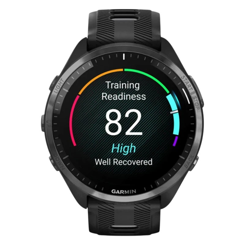 Спортивные часы Garmin Forerunner 965, силиконовый ремешок цвета чёрный/«серая пудра»