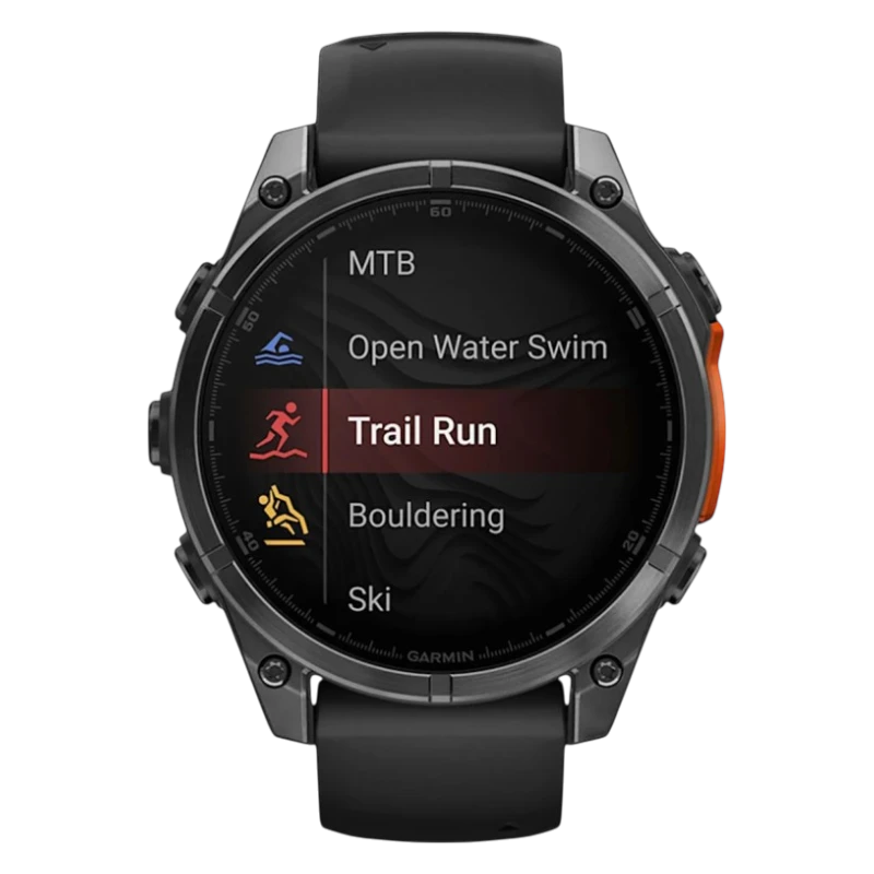 Спортивные часы Garmin fenix 8, 47 мм, AMOLED, сталь, чёрный силиконовый ремешок