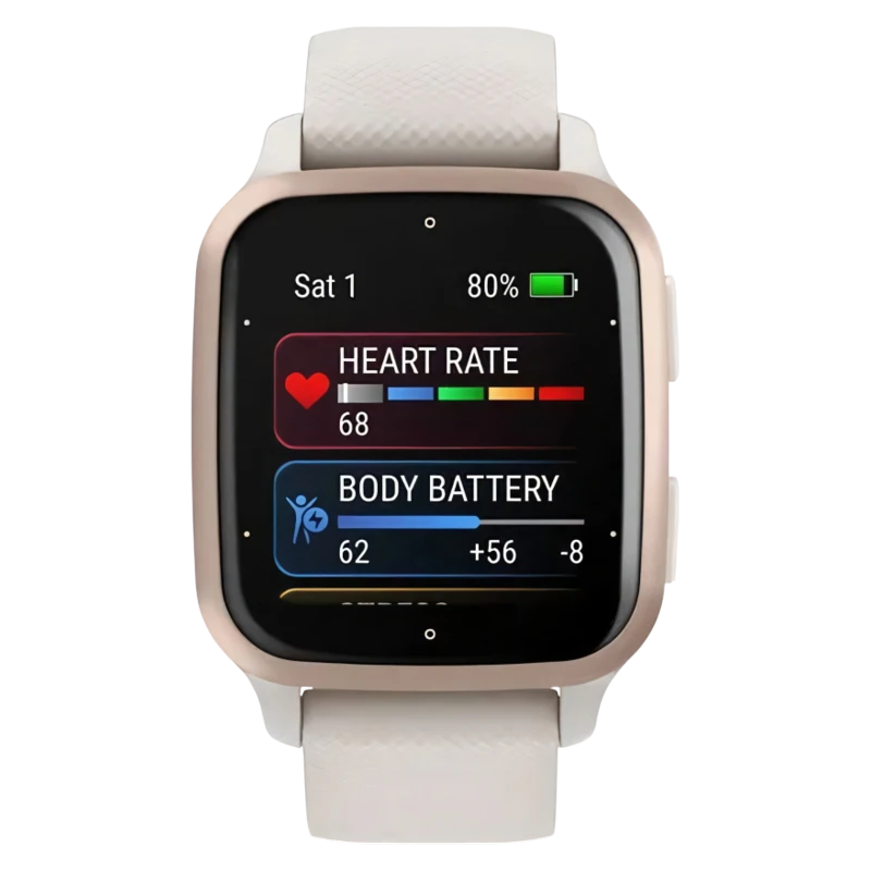 Garmin Venu Sq 2 Music Edition цвет слоновой кости с персиково-золотым алюминиевым безелем