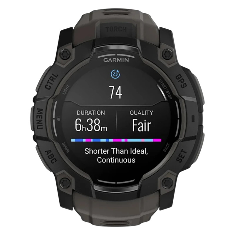 Спортивные часы Garmin Instinct 3, 50 мм, Solar, силиконовый ремешок угольного цвета