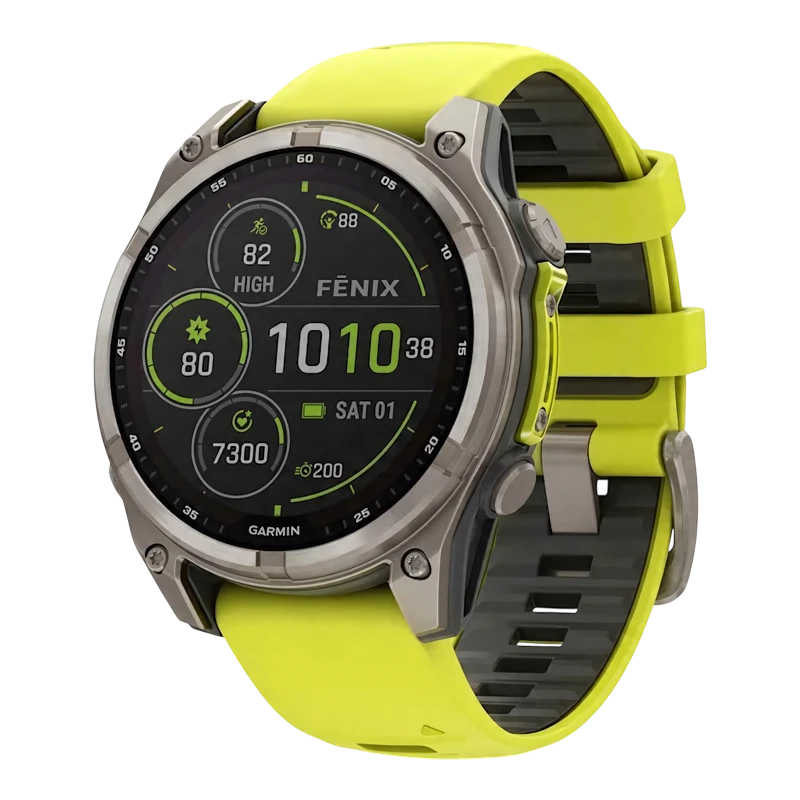 Garmin Fenix 8 47 мм Solar Sapphire Titanium AMP Yellow