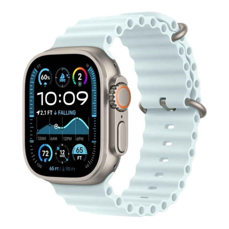 Apple Watch Ultra 2, 49 мм, титан светлого цвета, ремешок Ocean голубого цвета