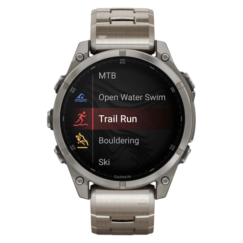 Спортивные часы Garmin fenix 8, 47 мм, AMOLED, титановый блочный браслет, силиконовый ремешок цвета чёрный/«серая галька»